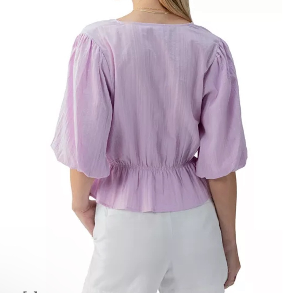 NWT Sanctuary Lilac V-Neck Button-Up Blouse - Picture 3 of 7